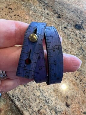 Handcrafted Leather Measuring Tape Wrap Bracelet in Deep Purple